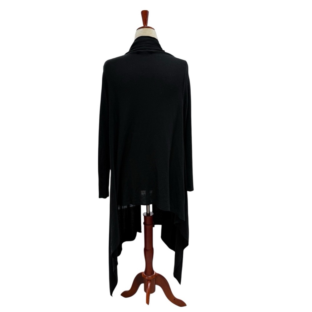 Women’s Black Long Open-Front Draped Cardigan Sweater Size Medium Large Viscose - Picture 4 of 15